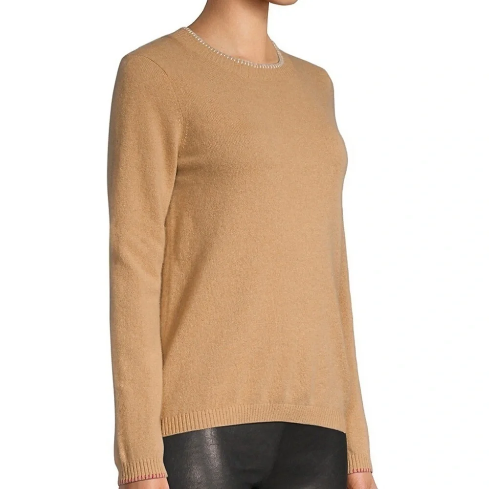 UNIQLO Cashmere oversized Mocha Whipstitch Knit pullover Sweater womens size M